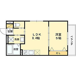 ティアラ豊川 1LDKの間取図画像