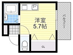 エスポワール茨木 ワンルームの間取図画像