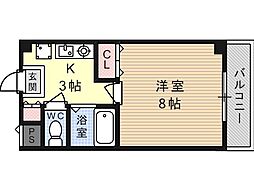 ピュア大畑 1Kの間取図画像