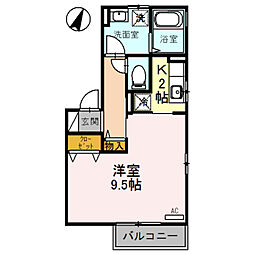 アウラ千里丘 1Kの間取図画像