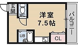 アンフィニィ・橋の内3 ワンルームの間取図画像