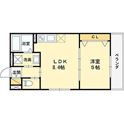 ティアラ豊川 1LDKの間取図画像