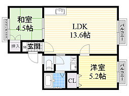 高井ハイツB棟 2階/-