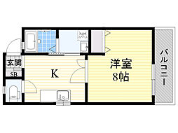 モンフルール竹橋 1Kの間取図画像