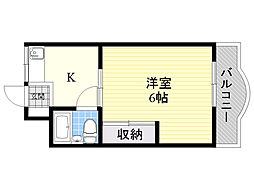 アンフィニィ・庄2 1Kの間取図画像