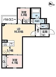 茨木市島2丁目アパート 2LDKの間取図画像