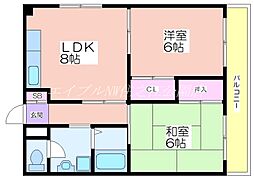 パークメゾン中加賀屋 4階2LDKの間取り