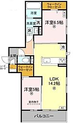 パサログランデ永代町 1階2LDKの間取り