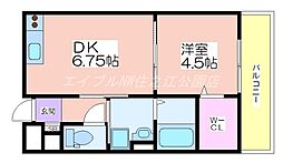 パークス住之江 3階1DKの間取り