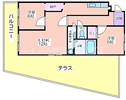 開成サンハイツ玉出 2階2LDKの間取り