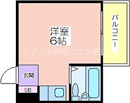 シャトー第2花園 ワンルームの間取図画像