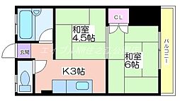 エイトビル岸里 1DKの間取図画像