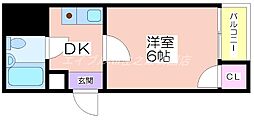 栄光ロイヤルハイツ 1Kの間取図画像
