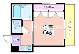 ニューパレス北加賀屋 1Kの間取図画像