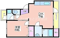 ヴィラナリー御崎 1DKの間取図画像
