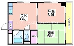 ウィステリア北島2号館 2DKの間取図画像