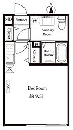 グランドソレイユ戸越 2階ワンルームの間取り