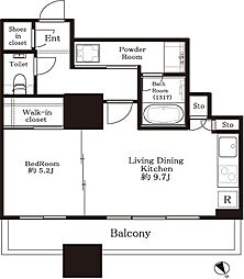 ザ・パークハウス西新宿タワー60 28階1LDKの間取り