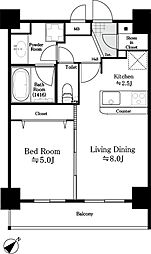 ガーラ・プレシャス代々木北参道 9階1LDKの間取り