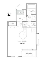 パルテール祐天寺 3階ワンルームの間取り