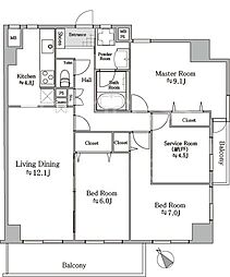エクセル西葛西 2階3LDKの間取り