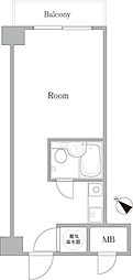 高輪スカイハイツ ワンルームの間取図画像