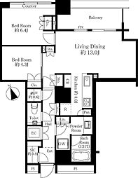 勝どきザ・タワー 2LDKの間取図画像