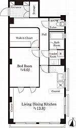 秀和自由ヶ丘レジデンス 1LDKの間取図画像