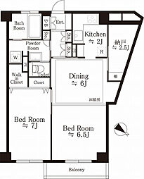 信濃町ハイム 2DKの間取図画像