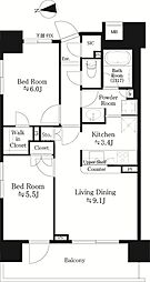 藤和シティホームズ御徒町3パークサイド 2LDKの間取図画像