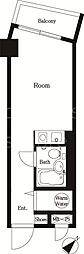 バルミー六本木 ワンルームの間取図画像