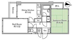 白山エクセルハイム 2DKの間取図画像