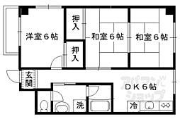 京阪宇治線 桃山南口駅 徒歩9分の賃貸マンション 3階3DKの間取り