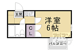 レオパレスＲＸ山科 1階1Kの間取り