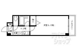 京都市営烏丸線 竹田駅 徒歩4分の賃貸マンション 1階1Kの間取り