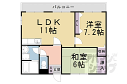 JR湖西線 大津京駅 徒歩9分の賃貸マンション 4階2LDKの間取り