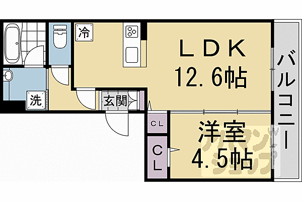 京都府京都市伏見区松屋町(賃貸アパート1LDK・3階・43.60㎡)の写真 その2