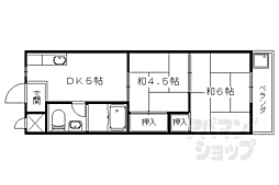 京阪京津線 四宮駅 徒歩13分の賃貸マンション 2階2DKの間取り