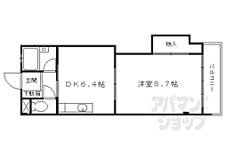 近鉄京都線 向島駅 徒歩10分の賃貸マンション 2階1DKの間取り