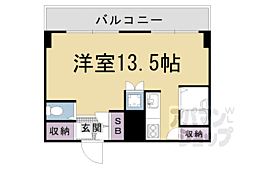 京都市営烏丸線 烏丸御池駅 徒歩4分の賃貸マンション 11階ワンルームの間取り