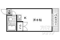 レスポワール山科 405 4階ワンルームの間取り