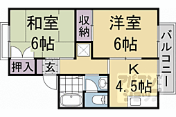 京阪宇治線 桃山南口駅 徒歩4分の賃貸アパート 1階2Kの間取り