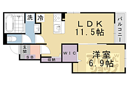 JR湖西線 唐崎駅 徒歩8分の賃貸アパート 1階1LDKの間取り
