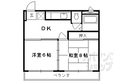 京阪宇治線 桃山南口駅 徒歩10分の賃貸マンション 3階2DKの間取り