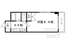 京阪本線 清水五条駅 徒歩12分の賃貸マンション 1階1Kの間取り