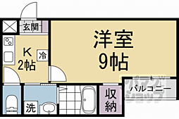 近鉄京都線 伏見駅 徒歩1分の賃貸アパート 2階1Kの間取り