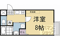 京都市営烏丸線 京都駅 徒歩16分の賃貸マンション 1階1Kの間取り