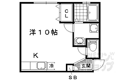 鴨戸ハイツ 3階ワンルームの間取り