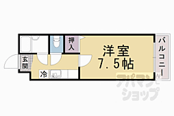サンパール 1階1Kの間取り