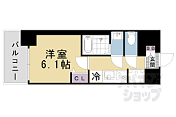 京阪京津線 上栄町駅 徒歩4分の賃貸マンション 12階1Kの間取り